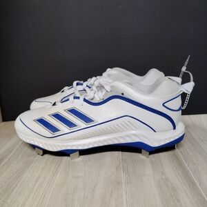 Adidas Athletic Sports Baseball Cleats White and Blue Sports Shoes